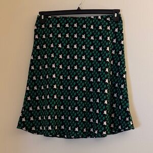 ANN TAYLOR Green & White Floral Print Skirt